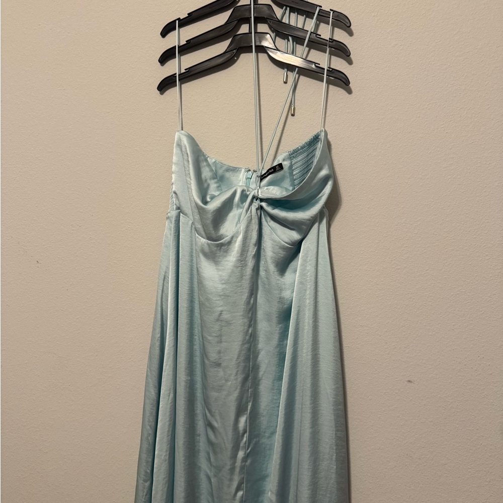 Strapless Twist-Front Maxi Dress in Light Aqua - Picture 2 of 2